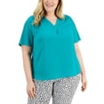 thumbnail image 2 of Alfani Plus Size V Neck Top Teal Oasis 1X, 2 of 2