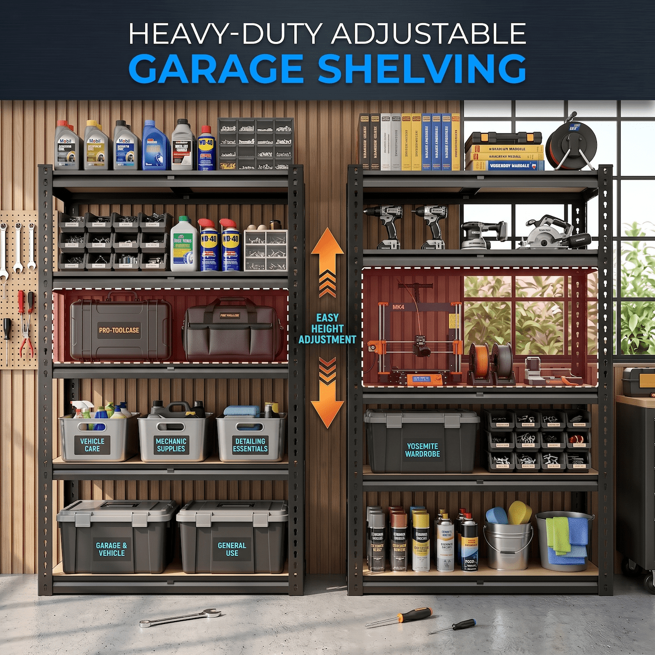 UBERLYFE Heavy Duty Metal Storage Shelving Unit for Garage, 72" H x 36" W x 16" D, 2000LBs 5 Tier Adjustable Metal Storage Rack for Warehouse Pantry Closet