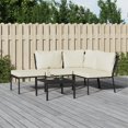 thumbnail image 1 of vidaXL Ensemble de Salon de Patio 5 Pcs avec Coussins Sable en Acier, 1 of 3