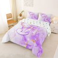 thumbnail image 2 of Manfei Kawaii Monogram J Full Size Comforter Sets,Marble Pattern Bedding Comforter Set,Purple,Polkadot Reversible,3-Piece,1 Comforter and 2 Pillowcases, 2 of 7