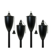 Legends International Large Elegant Tiki Torch Smooth Black - 4 Pack