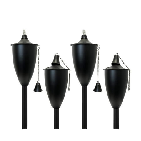 Legends International Large Elegant Tiki Torch Smooth Black - 4 Pack