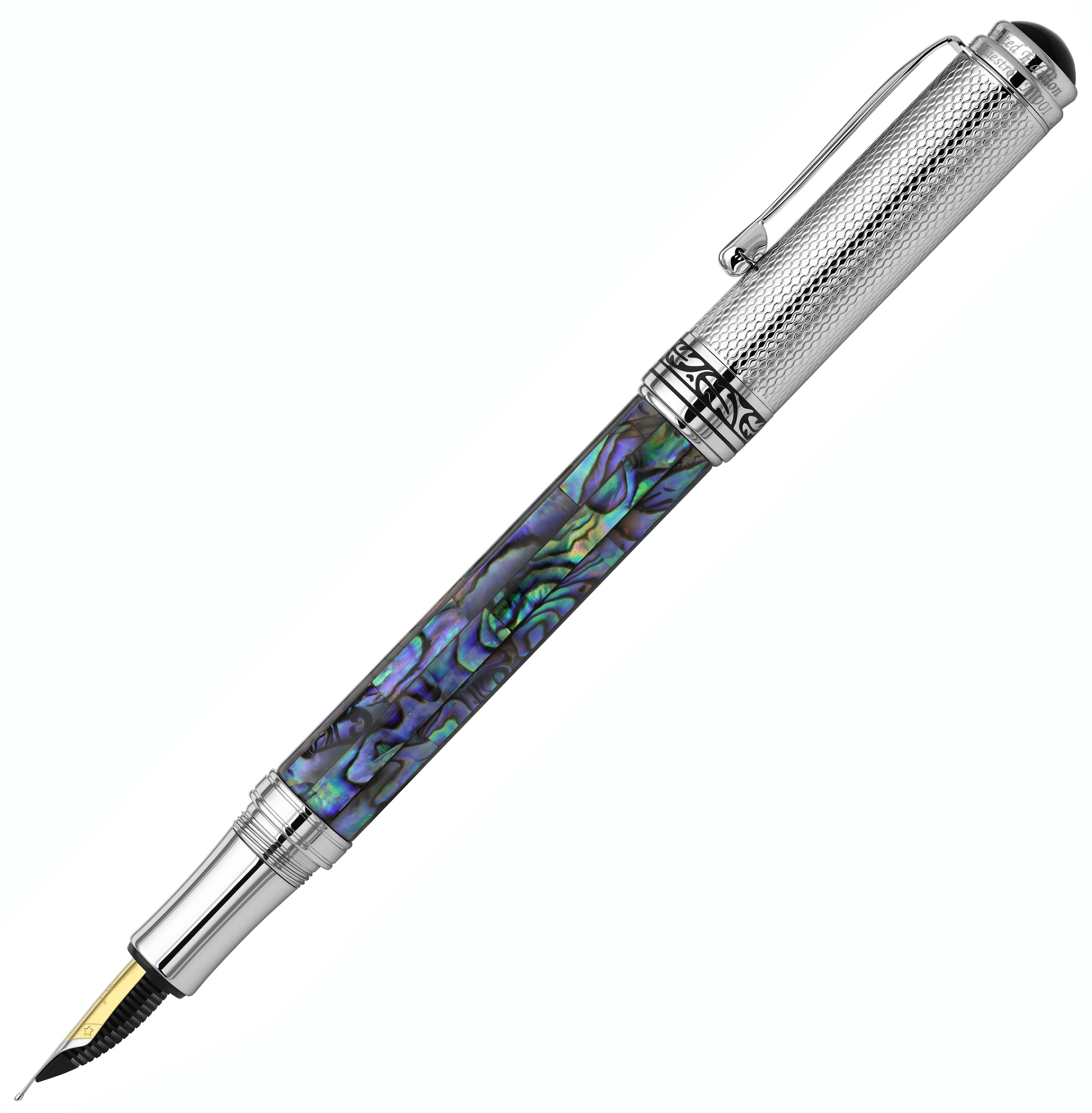 Xezo Xezo Maestro® Paua Abalone Sea Shell Fountain Pen (Medium Nib) - Chrome Plated
