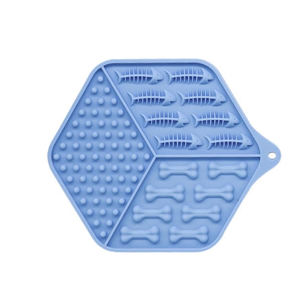 Alfombrilla Para Lamer Mascotas Copa De Succión Con Fondo Hexagonal Azul Plato Para Lamer Mascotas Scienceny PT000927-00