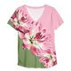 thumbnail image 4 of Fiudx Tops para Mujer Moda Mujer Causal V-Cuello Impresión Blusa Manga Corta Camiseta Verano Tops, 4 of 4