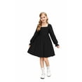 thumbnail image 2 of Arshiner Girls A-Line Dress Long Sleeve Smocked Skater Fall Winter Elegant Dress with Pockets, 2 of 7