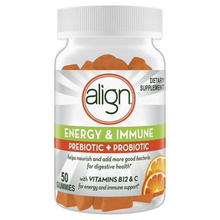 Align Energy & Immune Prebiotic + Probiotic Supplement Gummies, Citrus Flavored, 50ct, #1 Doctor Recommended
