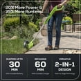 thumbnail image 3 of Greenworks 24V 12-Inch Cordless String Trimmer & Edger, 2.0 Ah USB Battery and Charger Included  [125+ Compatible Tools], 3 of 9