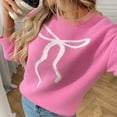 thumbnail image 5 of EchfiProm Pink Women Sweaters Pullover Y2k Relaxed Fit Crew Neck Solid Bow Knit Long Sleeve Sweater Top M, 5 of 8