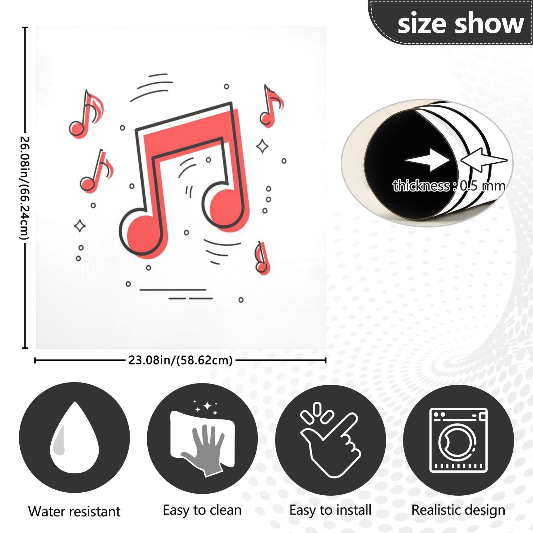 IAUYY Magnetic decorative sticker - 23x26 Inch PVC Refrigerator Decorative Cover, Removable DIY Art for Kitchen Appliances Fun Music