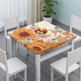 thumbnail image 3 of Fitted Tablecloth with Elastic Hem, Sunflower Floral Print on Wrinkle-Free Polyester for Dining or Picnic Table, Fits 34x34 Inch, 3 of 5