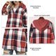 thumbnail image 5 of Chaqueta con capucha para mujer, manga larga, estampado a cuadros, botón de una sola fila, camisa holgada informal, chaqueta para otoño primavera rojo S, 5 of 5