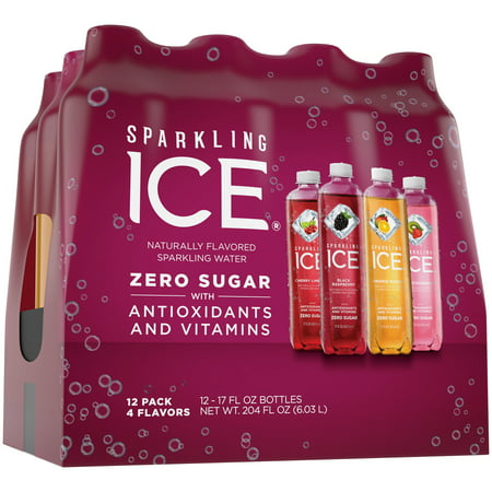 Sparkling Ice® Variety Pack, 17 Fl Oz, 12 Count (Black Raspberry, Cherry Limeade, Orange Mango, Kiwi