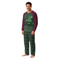 thumbnail image 3 of Family Christmas Pajamas Matching Sets, Burgundy Raglan Sleeve Tree Top & Dark Green Plaid Pants 2 Piece Soft Holiday Christmas Pjs Lounge Set, 3 of 5