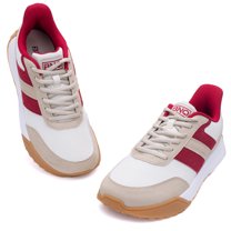 NRNHI Platform Sneakers for Women- Casual Wide Toe Box Fashion Tennis Shoes with Arch Support BeigeRed Size 7.5