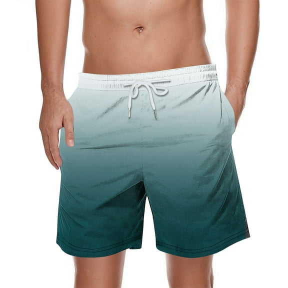 PNTUTB Men's Fashion Gradient Color Relaxed Fit Stretch Drawstring Casual Shorts Beach Shorts