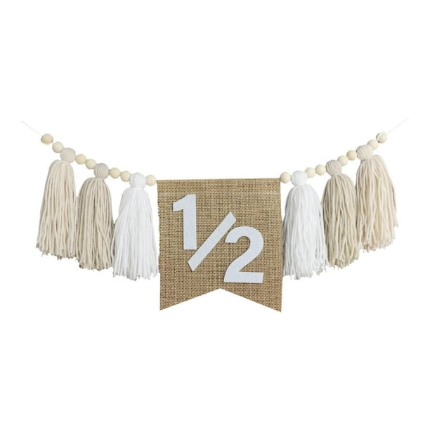 Banner de silla alta de medio cumpleaños, decoración para fiesta de cumpleaños, celebración infantil, niños Blanco