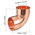thumbnail image 2 of Conector de codo de cobre de 90 grados Uxcell para fontanería 2.56" x 2.56" x 1.57", 2 of 3