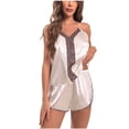 thumbnail image 4 of IROINNID Sleepwear Sets for Women Camisole Pajamas Two Pieces Home Wear Silk Nightwear Two-piece Set,White, 4 of 6