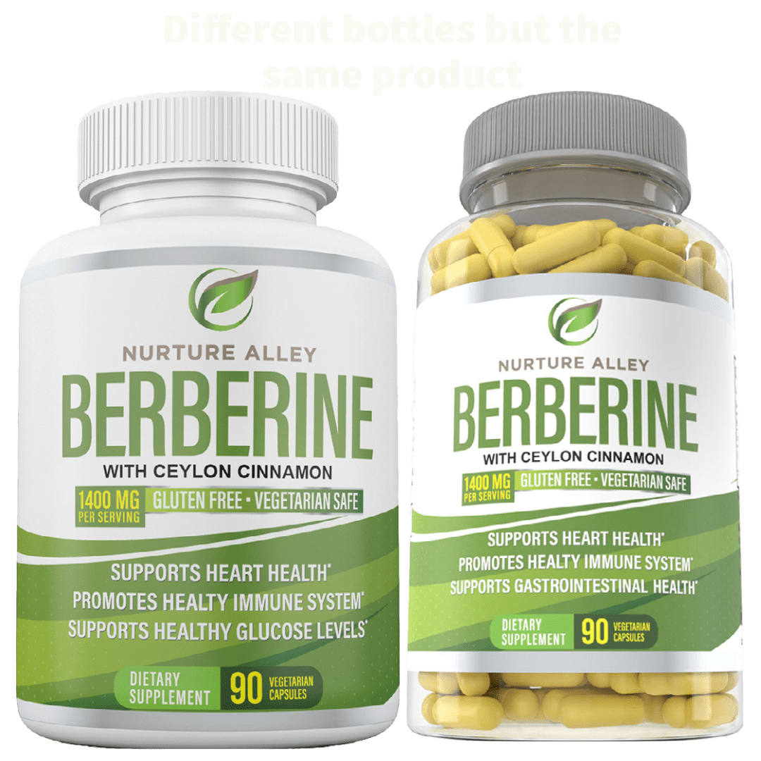 Nurture Alley Berberine Hcl 1400mg - Berberine Hcl 1200mg Plus Organic Ceylon Cinnamon 200mg - 90 Capsules - Supports Glucose Metabolism, Weight Management