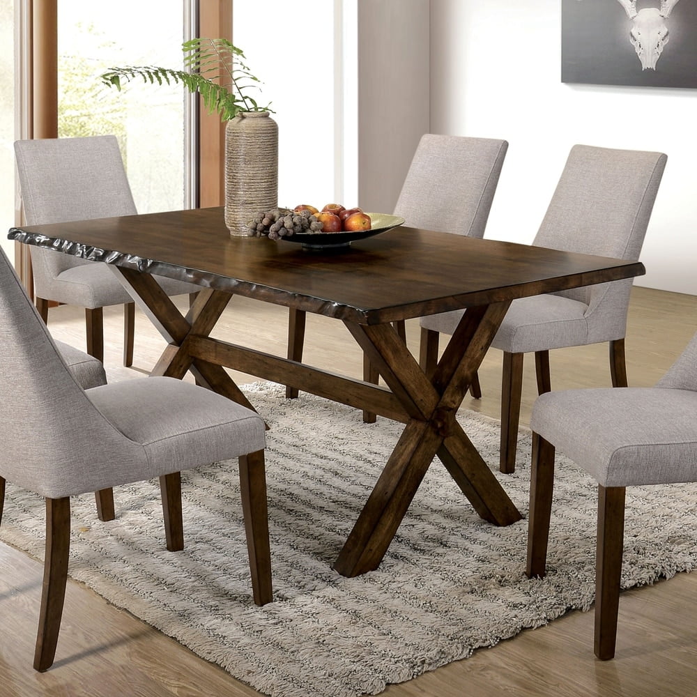Furniture of America Trenton Rustic Walnut Live Edge 70inch Dining
