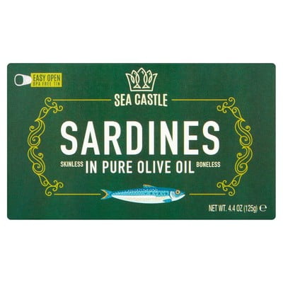 Sea Castle Sardines in Olive Oil Skinless and Boneless 4.375 oz (Pack of 12)