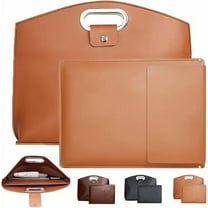 2PCS Women's Laptop Tote Bag Set, 14-16in Handbag Waterproof Leather Briefcase for Laptops and iPad Cases