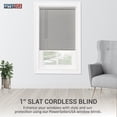 thumbnail image 3 of PowerSellerUSA Cordless Window Blinds, Privacy & Light Filtering 1" Slats Vinyl Mini Blind, Anti-UV Window Treatment, Fits Windows 18" - 72", Gray, 23" (Width) x 64" (Length), 3 of 9