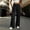 Black, variant on Women's Everyday Wide Leg Sweat Pants Double Layer High Waist Drawstring Soft Fleece Relaxed Long Bottoms for Street Style Daily Look Army Green XXL