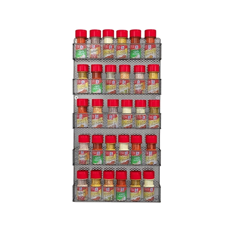 5-Tier Wall-Mount Spice Rack, Black Metal photo 1