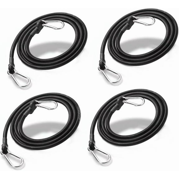 Naisfei  Bungee Cords with Carabiner,4 Pack Heavy Duty Bungee Cords with Carabiner Clip Outdoor,with Carabiner Hooks for Camping, Tarps, Bike Rack, Tent