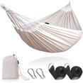 thumbnail image 1 of Hamaca Doble, 83 x 59,1 Pulgadas, Capacidad de Carga de 440 Libras, con Bolsa de Compresión, Correas de Montaje, Mosquetones, para Terraza, Balcón, Jardín, Exterior, Camping, Beige, 1 of 5