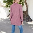 thumbnail image 5 of Women's Ribbed Knit Turtleneck Tunic Sweater with Front Pockets - Large, Purple, 5 of 6