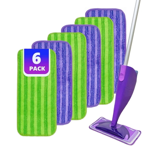 6 Pack Reusable Mop Pads Compatible with SwifferWet Jet Spray Mop,Microfiber Wet Jet Pads Refill,10-12inch Wet Mop Pads for Dry Wet Mopping Cloths, Reusable Mop Replacements Pads