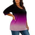 thumbnail image 4 of Qulqfy Fall Womens Graphic Tees Scoop Neck Plus Size Tie Dye 3/4 Length Sleeve Boho Dressy Comfy Casual Spring Knit Womens Tops Summer 3XL, 4 of 8
