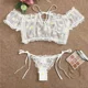 thumbnail image 4 of Ropa interior Sexy para mujer, conjunto de lencería sin aros, encaje Floral, hombros descubiertos, Bralette de pecho pequeño + Tanga, ropa de playa, conjunto de sujetador transparente, 4 of 5
