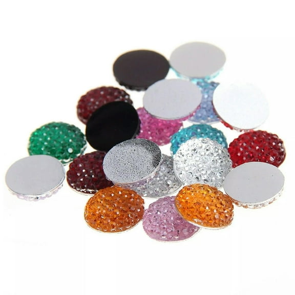 U8MO 100 Mixed Color Resin Round Flatback Dotted Rhinestone Gems 10mm(3/8") No Hole