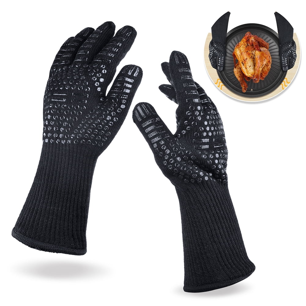 BBQ Gloves, Extreme Heat Resistant Grill Gloves Anti-Slip Aramid Fiber Grilling Gloves 923°F Oven Gloves Mitts for Outdoor Cooking Oven BBQ Grill