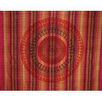 Block Print Mandala Tapestry Cotton Bedspread 106" x 88" Full Red