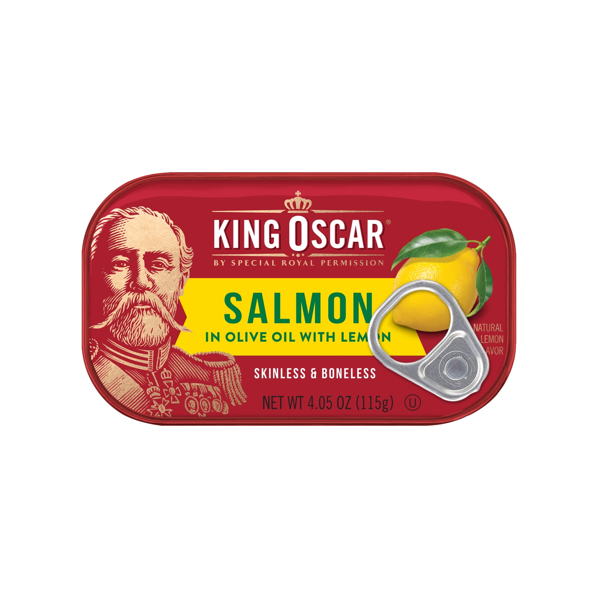 (3 pack) King Oscar Skinless & Boneless Premium Salmon in Olive Oil with Lemon, 4.05 oz