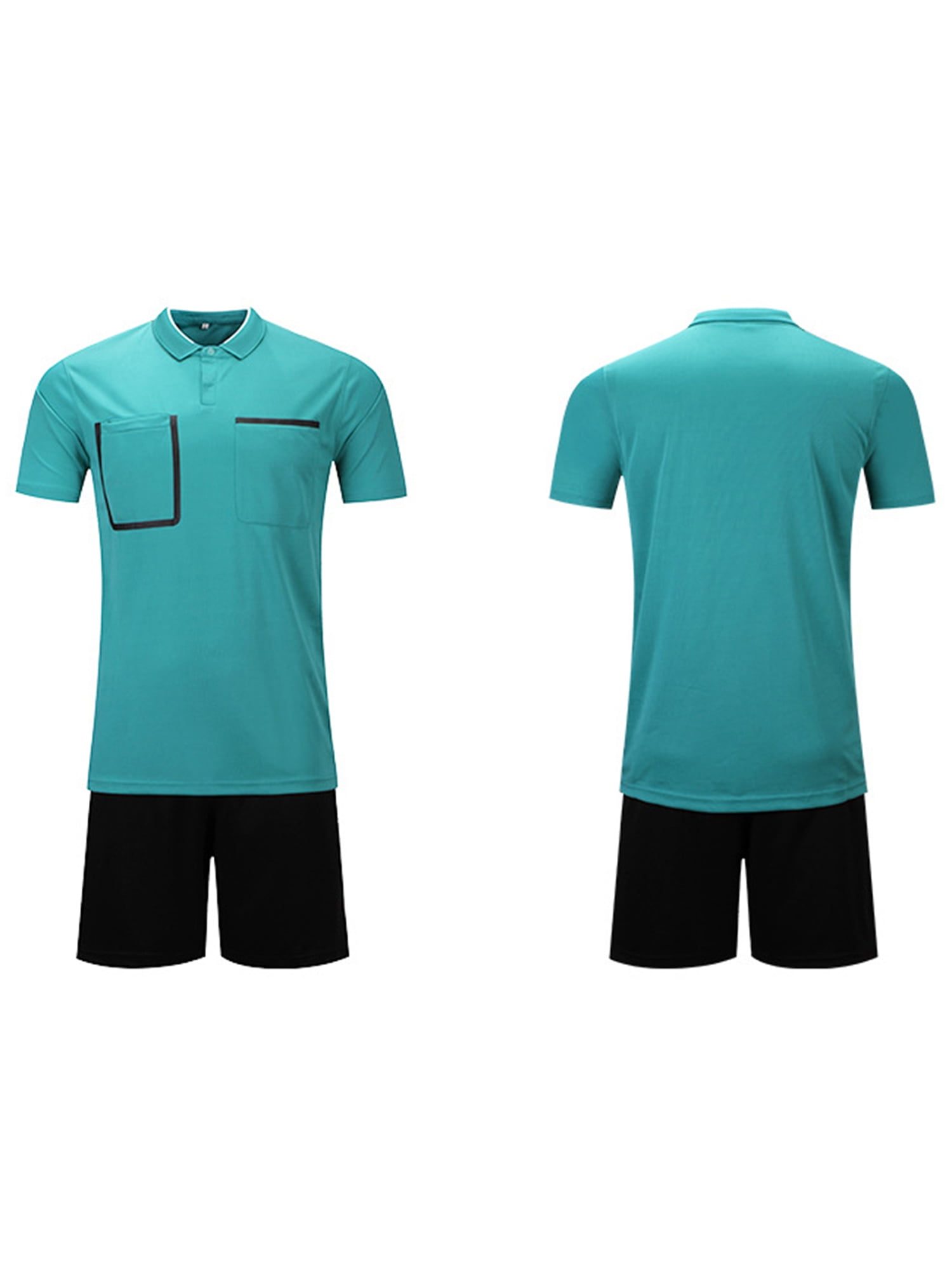 Sinleey Mens Referee Jersey Soccer Official Ref Uniform Short Sleeve Tee Shirts and Sport Booty Lake Blue M