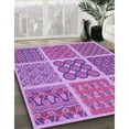 thumbnail image 3 of Ahgly Company Machine Washable Indoor Round Transitional Violet Purple Area Rugs, 5' Round, 3 of 7