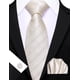 thumbnail image 5 of Set de Corbata Barry.Wang en Seda Marfil con Rayas para Hombre y Pañuelo, 5 of 7