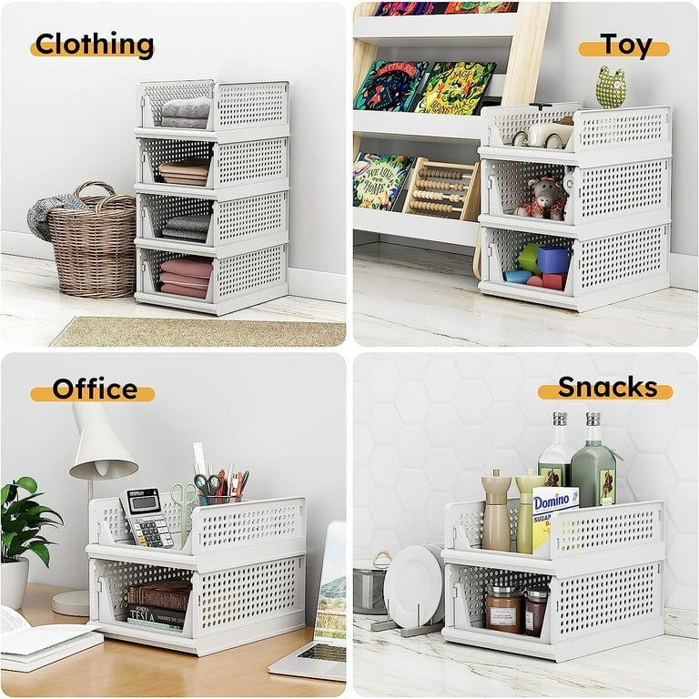  4 Tier Closet Organizers and Storage Shelves for Clothes,4 Pack  Stackable Storage Bins Metal Wire Organizer Baskets Containers Drawers with  Dividers for Truck Camper RV Closet/Pantries/Wardrobe : Home & Kitchen