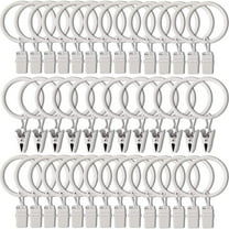 40 Pack Curtain Rings with Clips, Drapery Clips with Rings, Hangers Drapes Rings 1.26 Inch Interior Diameter, Fits up to 1 Inch Curtain Rod, White