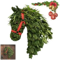 FYHALE Horsehead Wreath, Hand Woven Horse Head Christmas Wreaths for Front Door, Rustic Farmhouse Equestrian Door Decor, Weatherproof & Long-Lasting, 2026 New Horse Head Wreath for Wall Porch