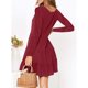 thumbnail image 2 of Vestido Aline XXL rojo vino de manga larga transpirable y resistente a las arrugas para un estilo casual y elegante, perfecto para ir de compras y para uso diario, 2 of 4