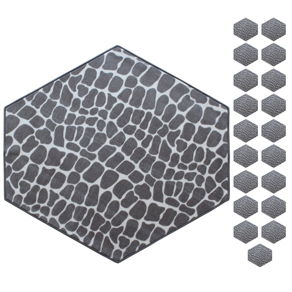 Furnish My Place Crocodile Light Grey Area Rug, Animal Print Area Rug, Pet-Friendly Rug, Baby Nursery Mat, Indoor Rug, Perfect for Living Room, Playroom, 3' Hexagon - Set of 20
