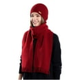 thumbnail image 4 of OWUUcdse Women's Hat & Scarf Sets, Thermal Two Pieces Soft Knitted Winter Beanie and Scarf Red Size One Size, 4 of 6
