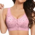 thumbnail image 3 of IQOGKRN Women Wireless Front Button Comfort Bra for Elderly Mature Ladies Printed Breathable Wirefree Brassiere Wide Vest Strap Anti-Sagging Support Lingerie Pink 36, 3 of 4